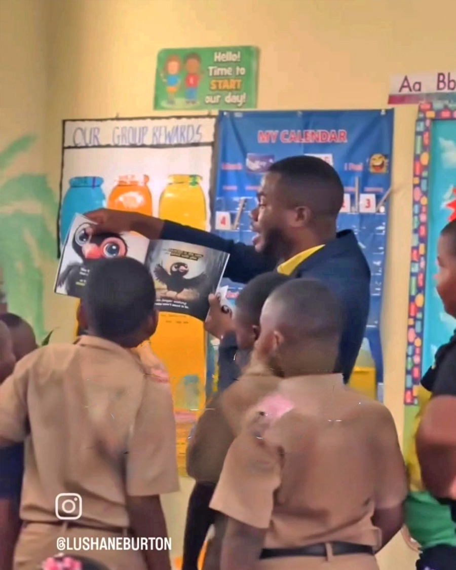 Lushane Burton at Read Across Jamaica 2025 with The Proud Little Dutty Jancrow